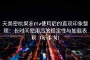 天美密桃果冻mv使用后的直观印象整理：长时间使用后的稳定性与加载表现（新手向）