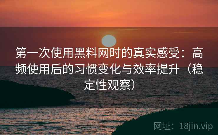 第一次使用黑料网时的真实感受：高频使用后的习惯变化与效率提升（稳定性观察）